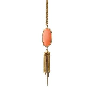 Kendra Scott Rayne Long Coral & Gold Tassel Necklace